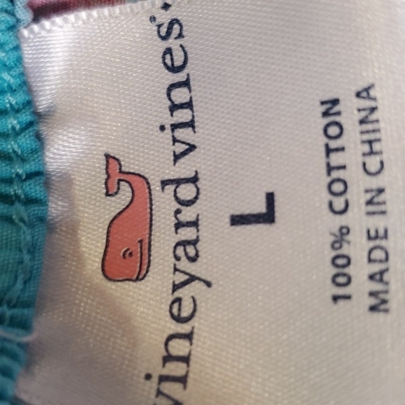 Vineyard Vines teal with pink Palm trees trunk shorts size large - Picture 3 of 7